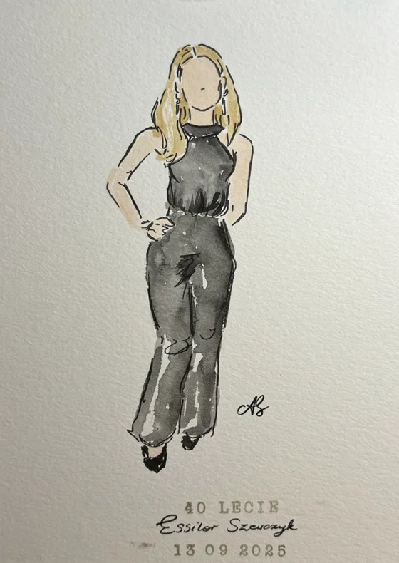 Akwarelowa ilustracja gościa eventu firmowego