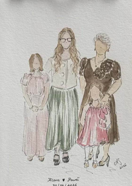 Akwarelowa ilustracja rodziny czterech osób